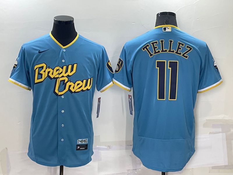 Men Milwaukee Brewers #11 Tellez Blue City Edition Elite Nike 2022 MLB Jersey